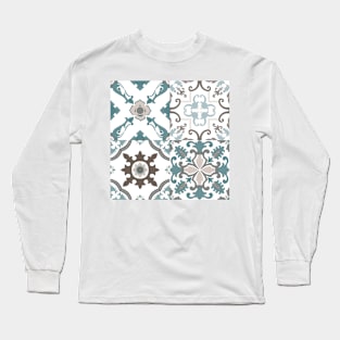 Vector set of Portuguese tiles patterns. Collection of colored patterns for design and fashion. Long Sleeve T-Shirt